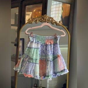 NWT Dance & Marvel Patchwork Multicolor Ruffle Mini Skirt